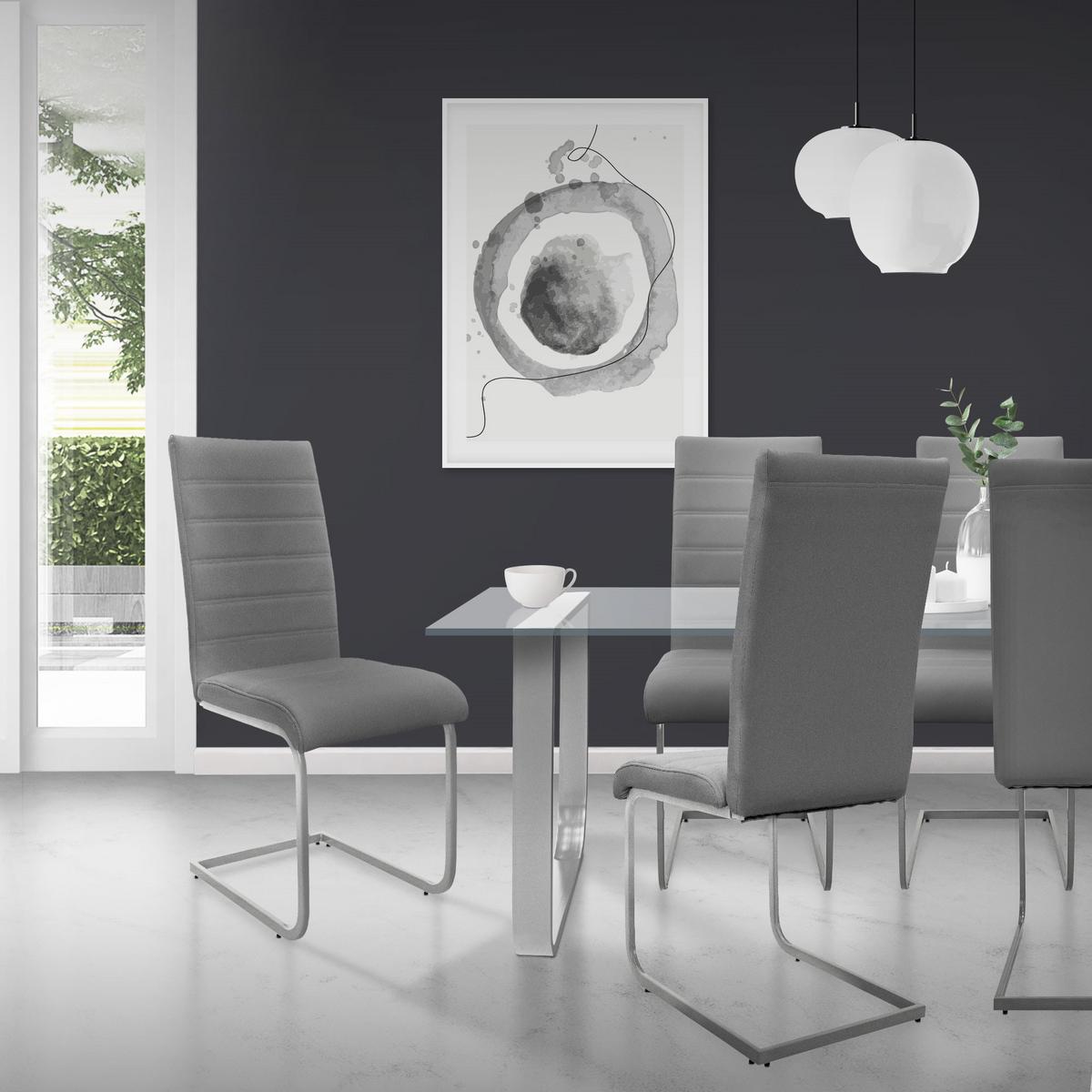 SCHWINGSTUHL 2er Set Grau Kunstleder - Silberfarben/Grau, Metall (40/102/57cm) - ML-DESIGN