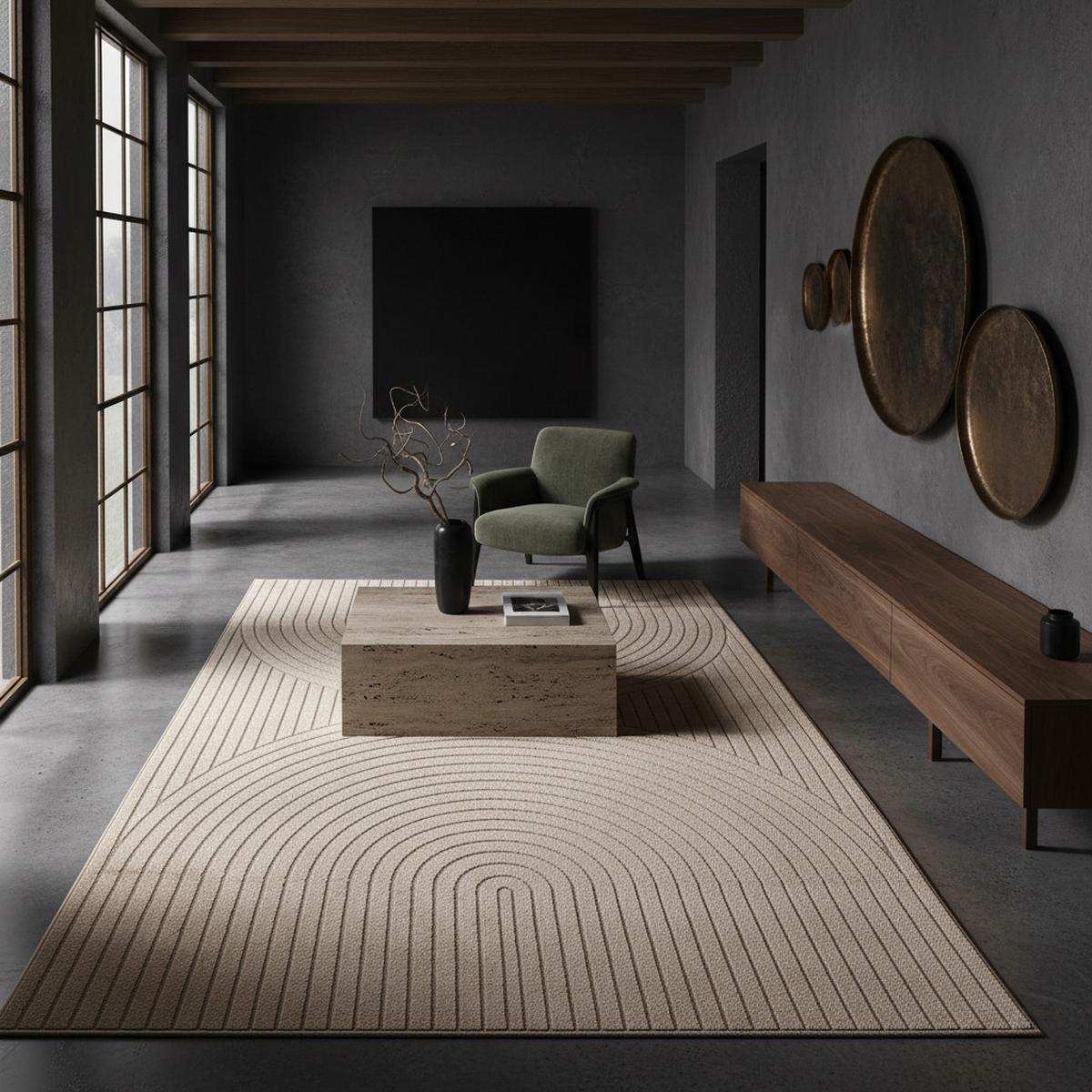 TEPPICH Outdoor ENGADIN in Beige, im Skandi-Stil mit 3D-Design, 240 x 340 cm - Beige, Textil (340/240cm) - KADIMA DESIGN
