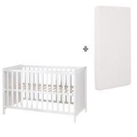 BABYBETT mit Matratze 60 x 120 cm - Weiß, Holzwerkstoff (60/120cm) - Roba
