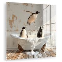 ACRYLGLASBILD Vintage - Pinguin - Badewanne - Schaumstoff 50x50 cm - Schwarz, Glas (50/50cm) - MuchoWow