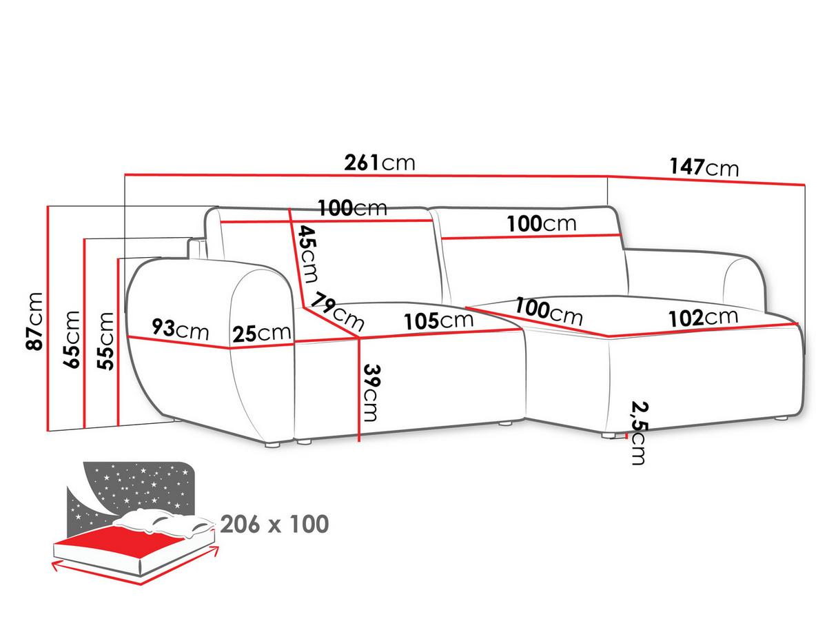 ECKSOFA Suzi - Dunkelgrau/Schwarz, Holzwerkstoff/Kunststoff (147/261cm) - MIRJAN24