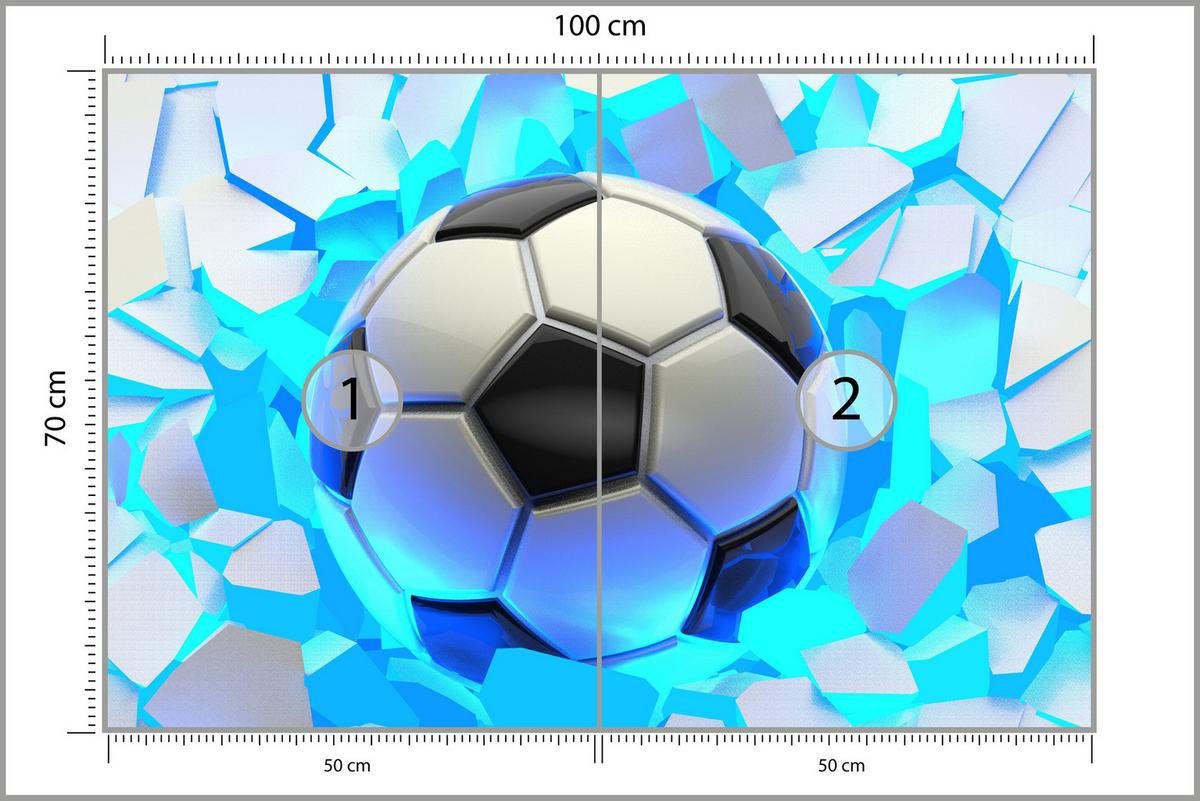 FOTOTAPETE Fußball Abstraktion 3D Effekt 100x70 - Schwarz/Weiß, Papier (100/70cm) - Muralo