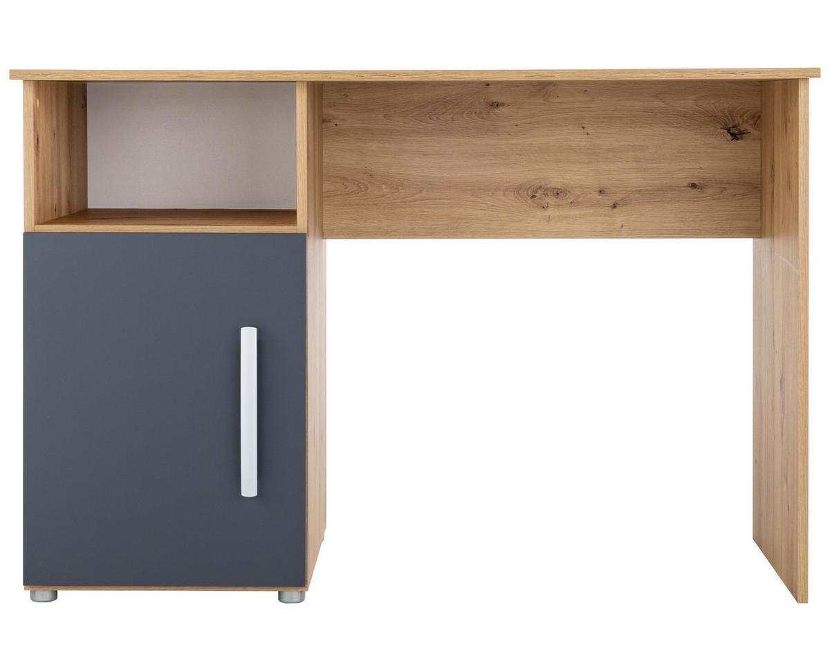 SCHREIBTISCH Alessio 115/77/60 cm mit Drehtür - Anthrazit/Silberfarben, Holzwerkstoff/Kunststoff (115/77/60cm) - arthur berndt