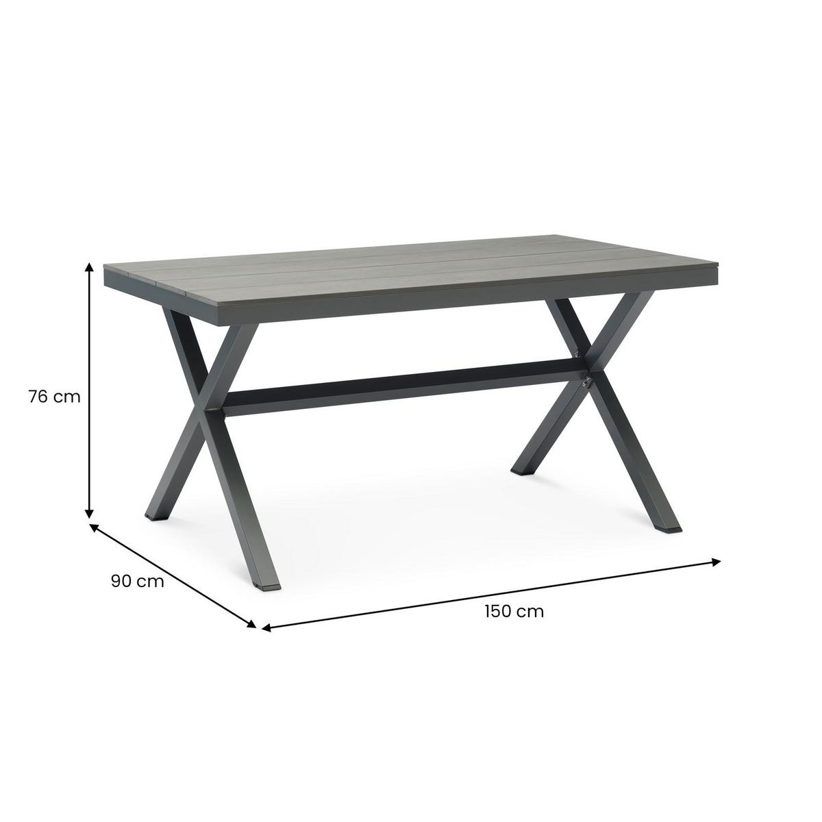 GARTENTISCH WINDY grau - Grau, Metall (90/150/75cm) - IDIMEX