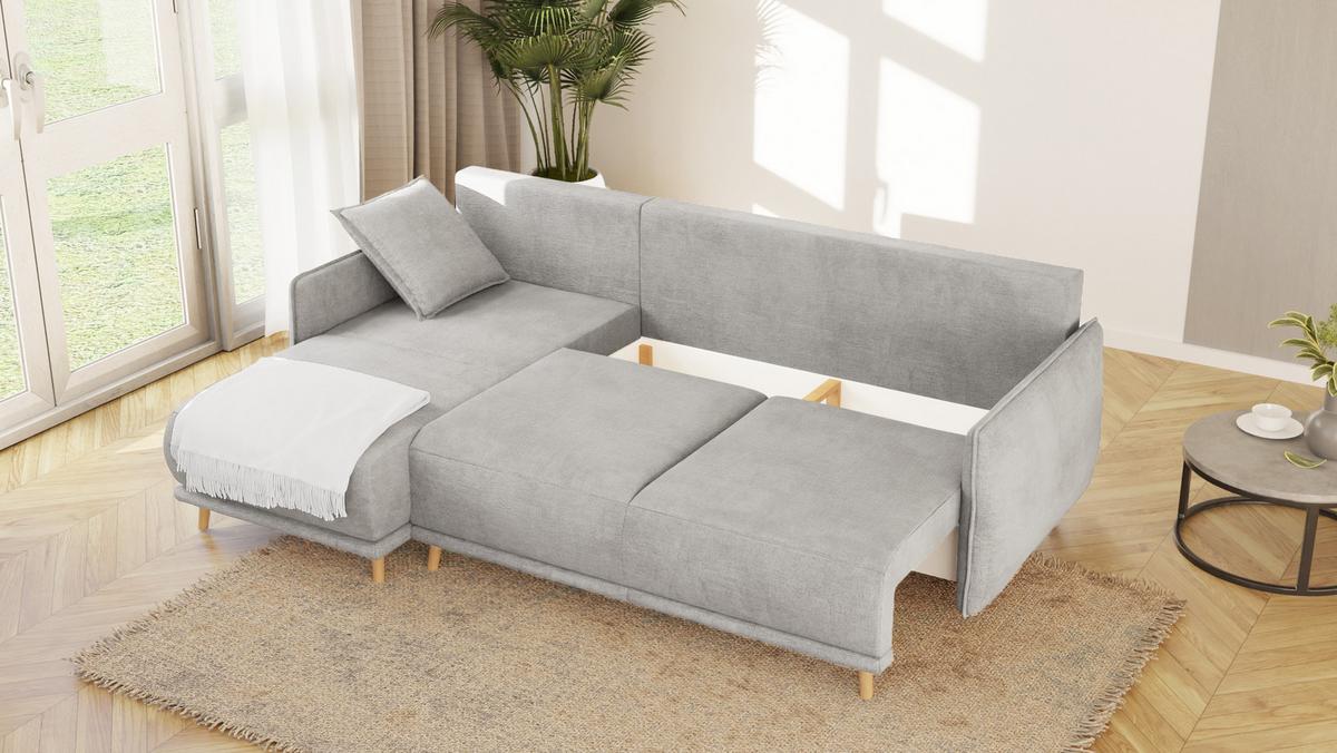 ECKSOFA Chroma Silber Luxusmicrofaser - Silberfarben/Braun, Holz/Textil (238/170cm) - S-Style Möbel