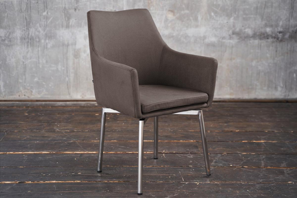 STUHL CALI Grau Microfaser Drehbar (180°) - Taupe/Grau, Textil (56/88.5/61cm) - KAWOLA