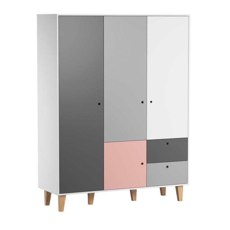 SCHRANK 3 Türen Rosa - Pink, Holzwerkstoff (153/201.5/55cm) - Petits-meubles