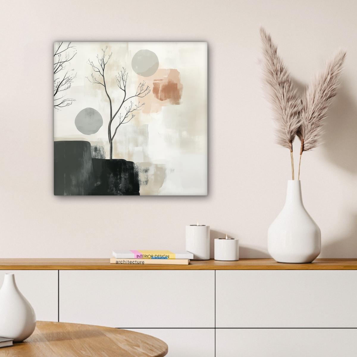 LEINWANDBILD Wabi sabi - Beige - Pflanze Wandbild Wohnzimmer 50x50 cm - Sandfarben, Textil (50/50cm) - MuchoWow