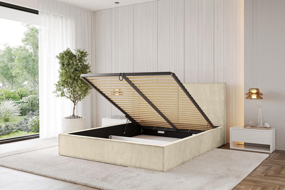 POLSTERBETT mit Bettkasten und Lattenrost, Boxbett ohne Matratze - EMMI 180x200 Beige - Ecru, Holzwerkstoff/Textil (180/200cm) - ALTDECOR