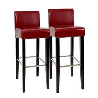 BARHOCKER Rot 2er-Set - Rot, Leder (44/102/37cm) - MCW