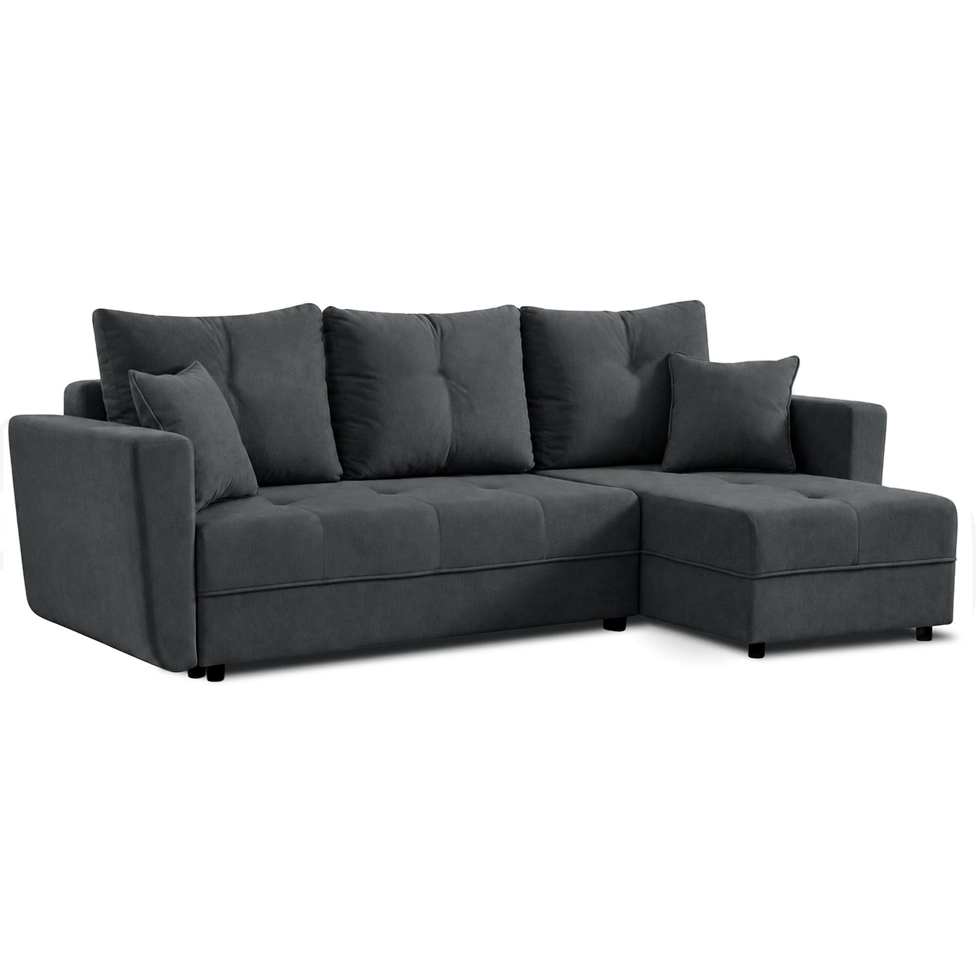 ECKSCHLAFSOFA Verona mit Bettkasten und universeller Ottomane 240 cm, Dunkelgrau - Dunkelgrau, Textil (240/148cm) - Beautysofa