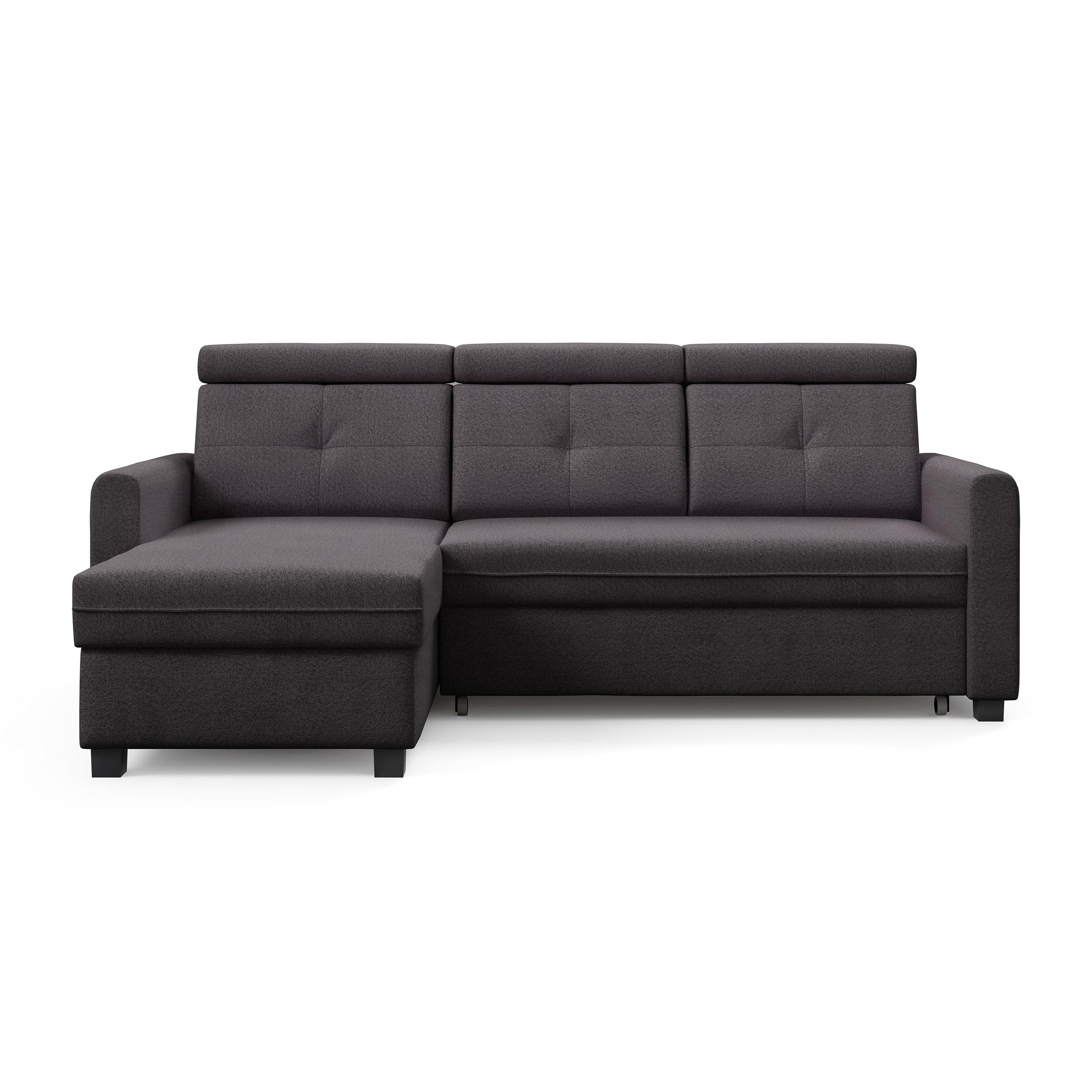 ECKSCHLAFSOFA Milano, Schwarz, links - Schwarz, Textil (217/166cm) - Beautysofa