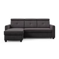 ECKSCHLAFSOFA Milano, Schwarz, links - Schwarz, Textil (217/166cm) - Beautysofa