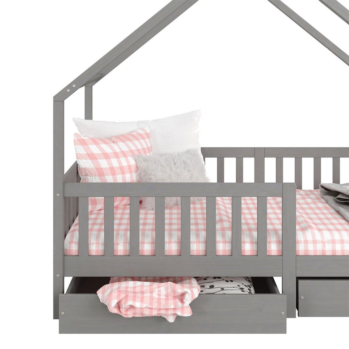 HAUSBETT ALVA 90X200 CM - Grau, Holz (96/168/206cm) - IDIMEX