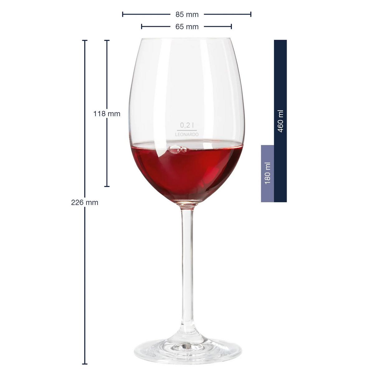 ROTWEINGLÄSER GEEICHT Daily Gastro-Edition transparent 0,2 l 6er Set - Transparent, Glas (0.2L) - Leonardo Living