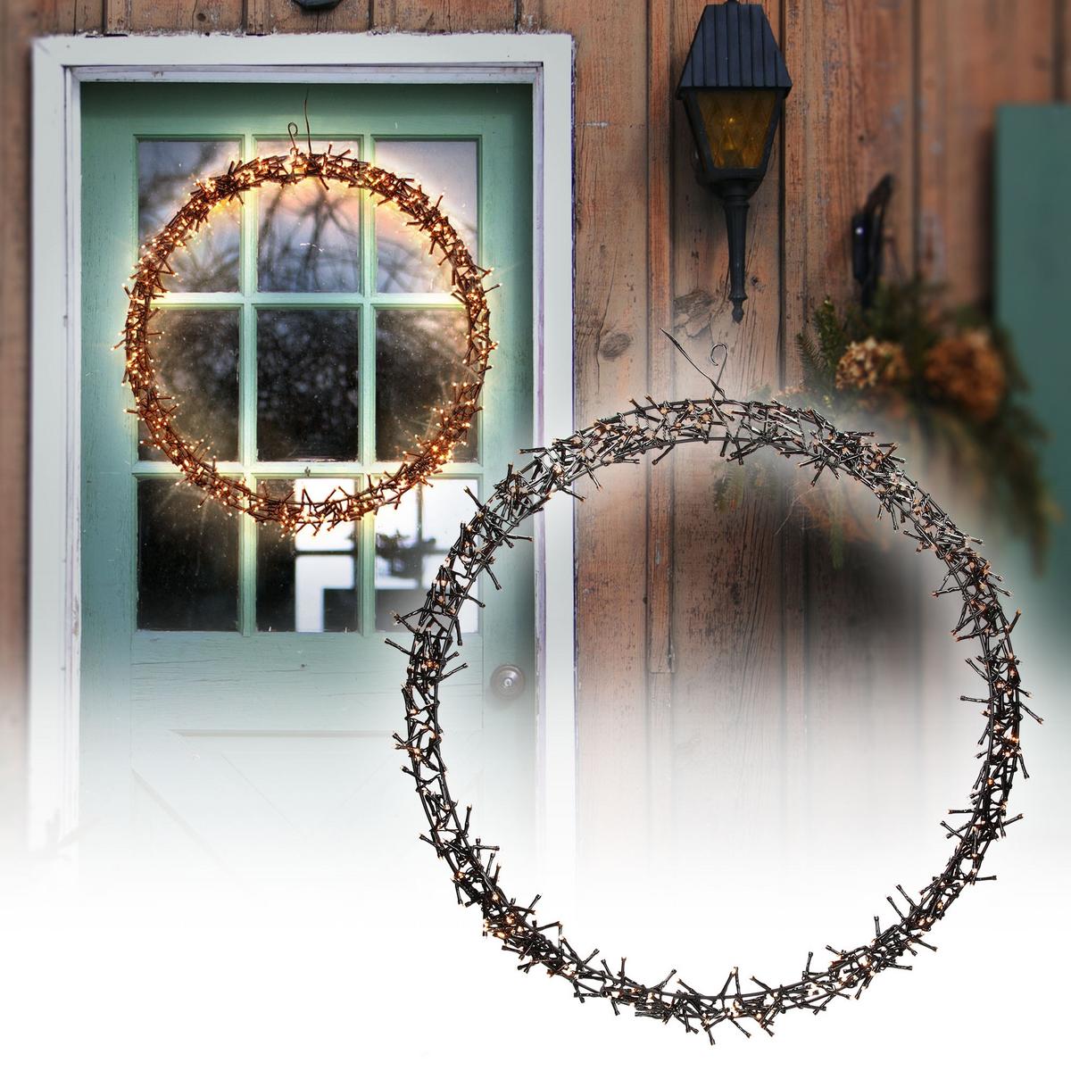 LED LICHTERKRANZ Ø58 cm 500 LEDs Warmweiß - Schwarz, Metall (58/6.5/58cm) - ECD-Germany