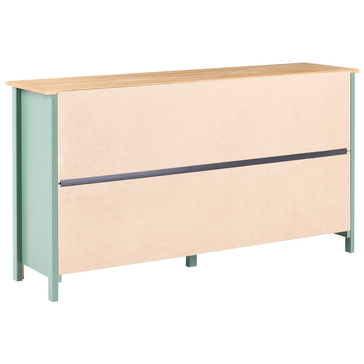 SIDEBOARD mit 2 Türen Kiefernholz Grün Leonora - Hellbraun/Braun, Holz (150/80/40cm) - Beliani