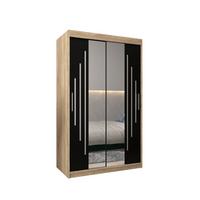 SCHWEBETÜRENSCHRANK 200/120/62 2-türig - Silberfarben/Schwarz, Holz/Kunststoff (120/200/62cm) - Abiks Möbel