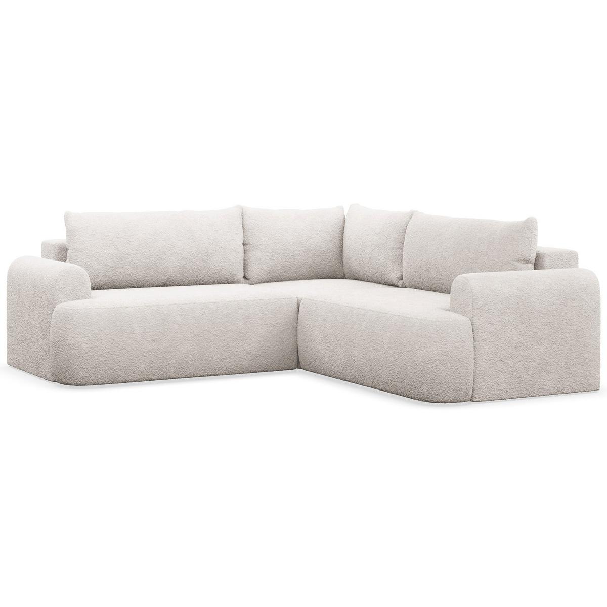 ECKSCHLAFSOFA Ovo CREMEFARBENER STOFF universell MIT BETTKASTEN - Creme/Schwarz, Kunststoff/Textil (245/245cm) - Selsey