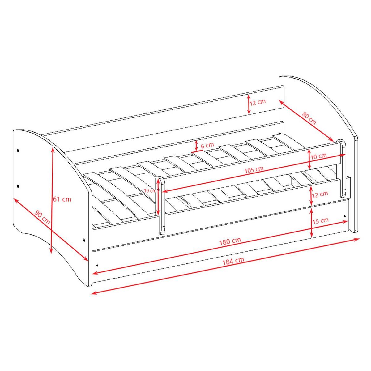 KINDERBETT mit Schublade Winterschwestern 180/80 90/61/184 - Rosa, Holzwerkstoff (80/180cm) - RAUMHIRSCH FURNITURE