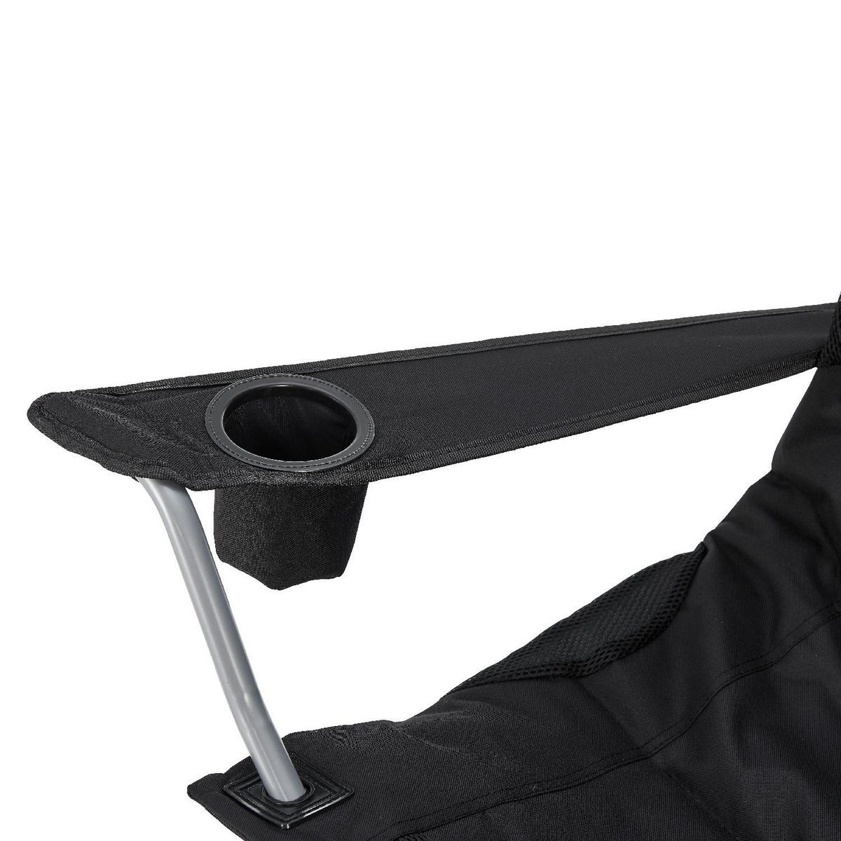 CAMPINGSTUHL Lido schwarz mit Flaschenhalterung & Tragetasche - Schwarz, Textil (62/102/62cm) - Juskys