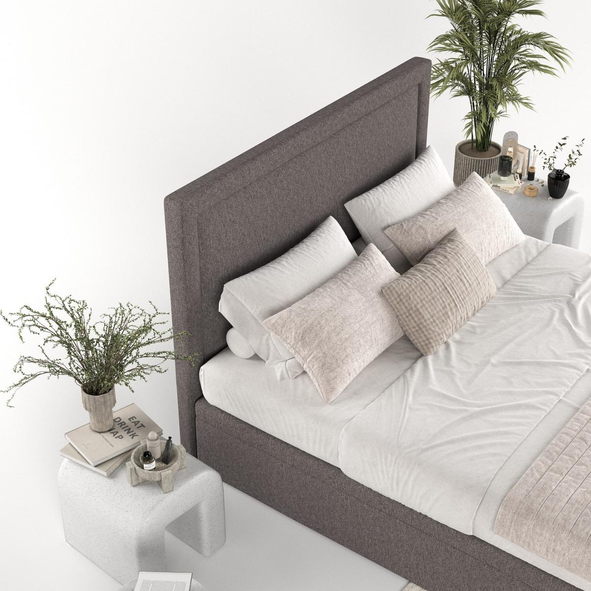POLSTERBETT Salma mit Stauraum 200/200 cm Braun im Megan Stoff - Schwarz/Braun, Holz/Holzwerkstoff (200/200cm) - AltaBeds
