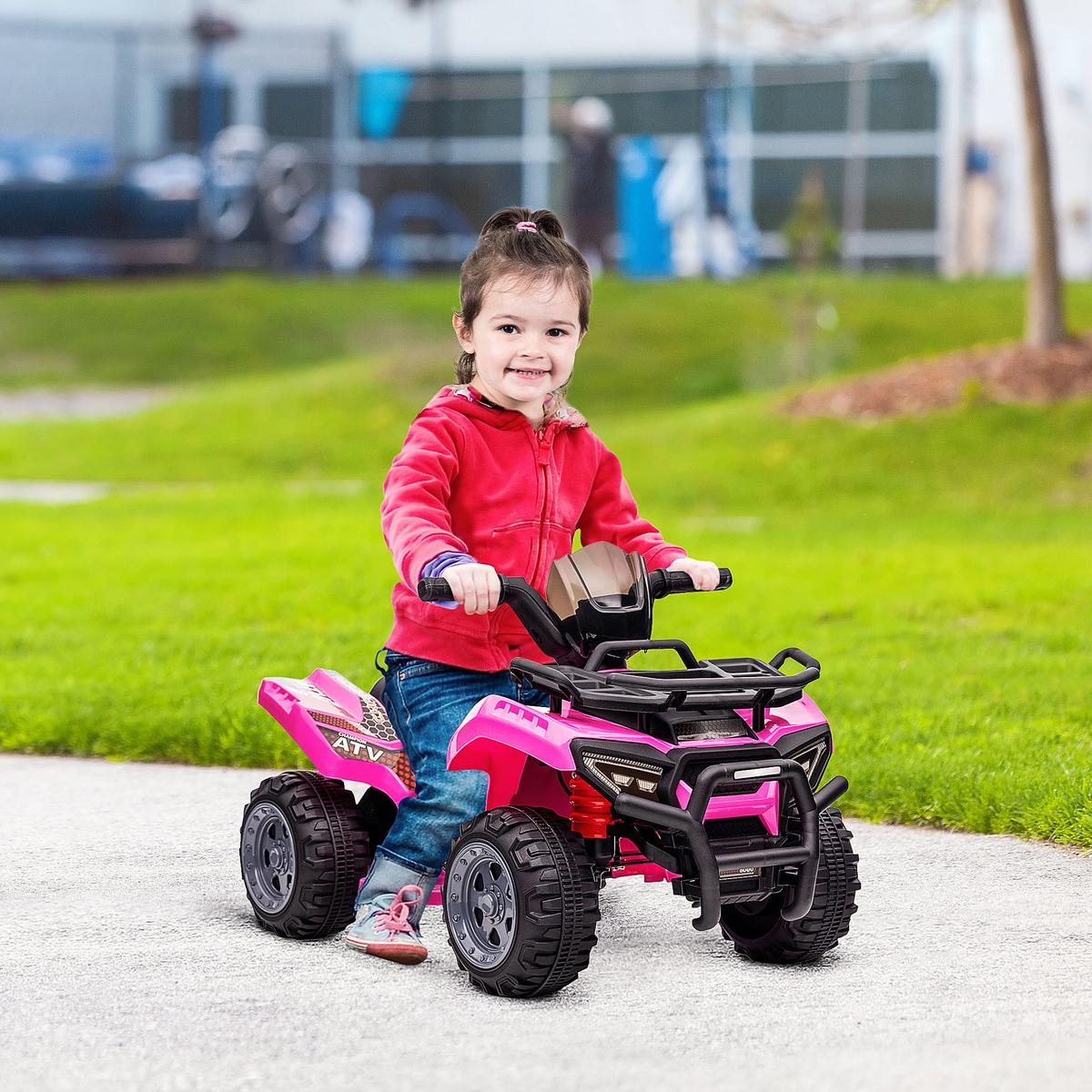 MINI Elektro-Quad Kinder Elektro ATV Kinderwagen Kinderauto Rosa - Rosa, Metall (70/42/45cm) - HOMCOM