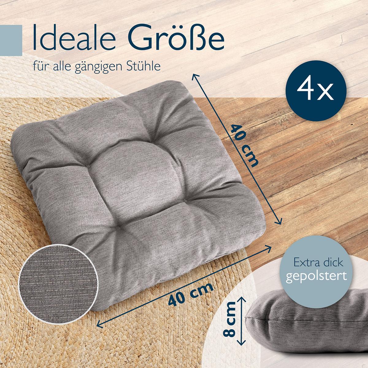 STUHLKISSEN HighLux SK 35/35/8cm Hellgrau (4tlg) - Hellgrau, Textil (35/35/32cm) - Beautissu 