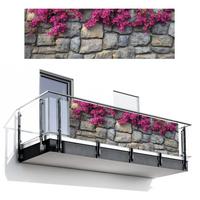 BALKON-SICHTSCHUTZ Bougainvillea - Steinmauer - Rosa Windschutz 300x100 cm - Magenta, Kunststoff (300/100cm) - MuchoWow