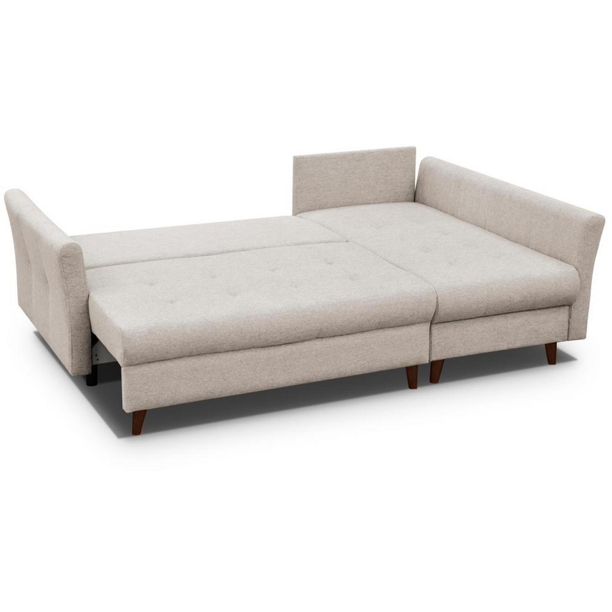 ECKSCHLAFSOFA Neron mit 2 Bettkasten und Beine in Wengefarbe, Beige, rechts - Wengefarben/Beige, Textil (233/148cm) - Beautysofa
