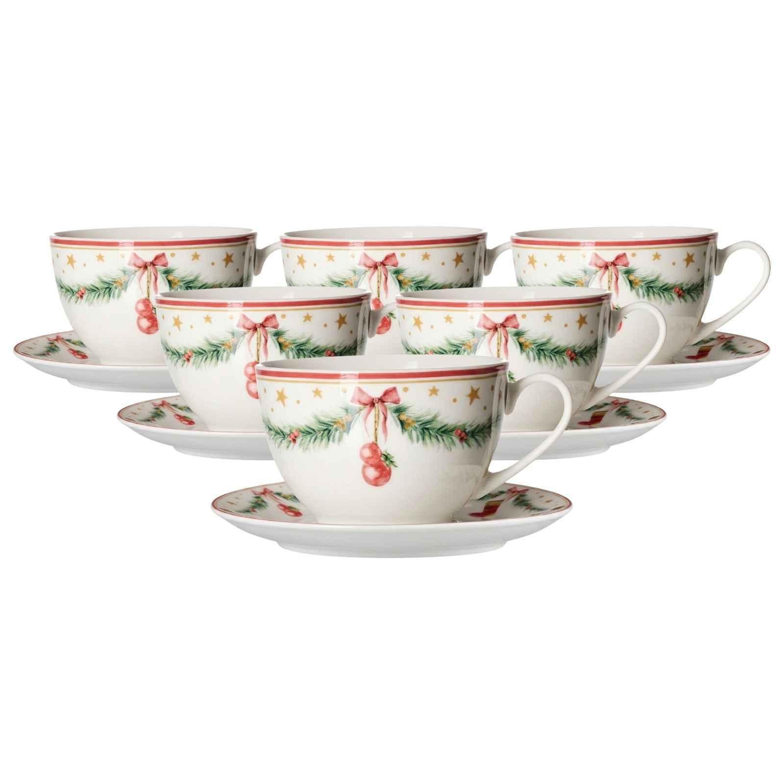KAFFEETASSEN MIT UNTERTASSEN Holly bunt 250 ml 12-tlg. - Multicolor, Keramik (15.5/8/15.5cm) - Ritzenhoff Breker