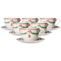 KAFFEETASSEN MIT UNTERTASSEN Holly bunt 250 ml 12-tlg. - Multicolor, Keramik (15.5/8/15.5cm) - Ritzenhoff Breker