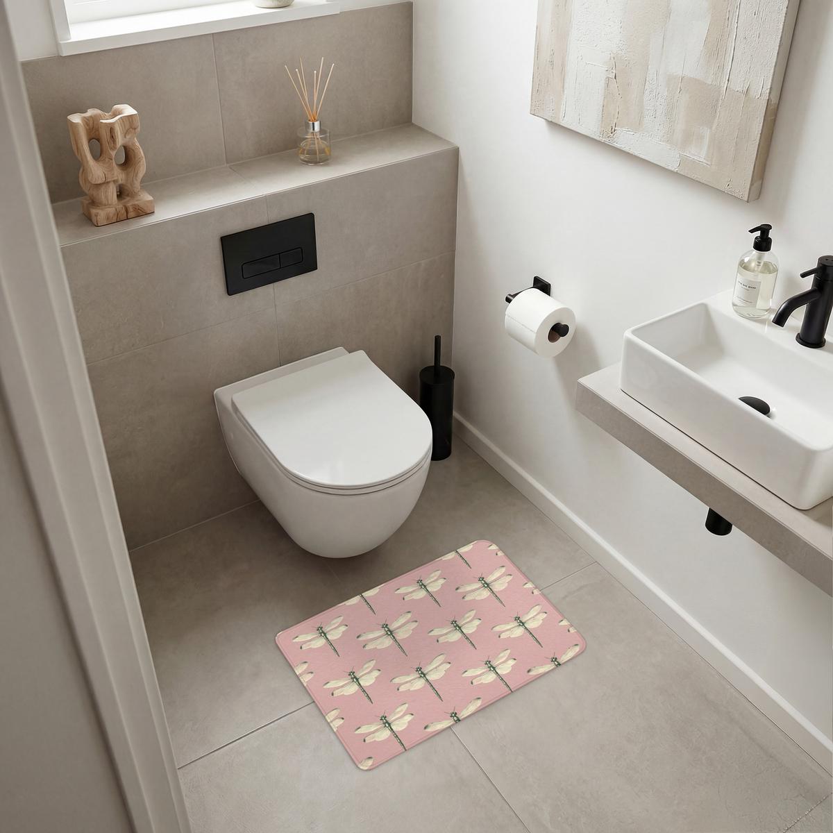 BADEMATTE Lillibells - Muster - Rosa 60x40 cm - Rosa, Textil (60/40cm) - OnlyWow