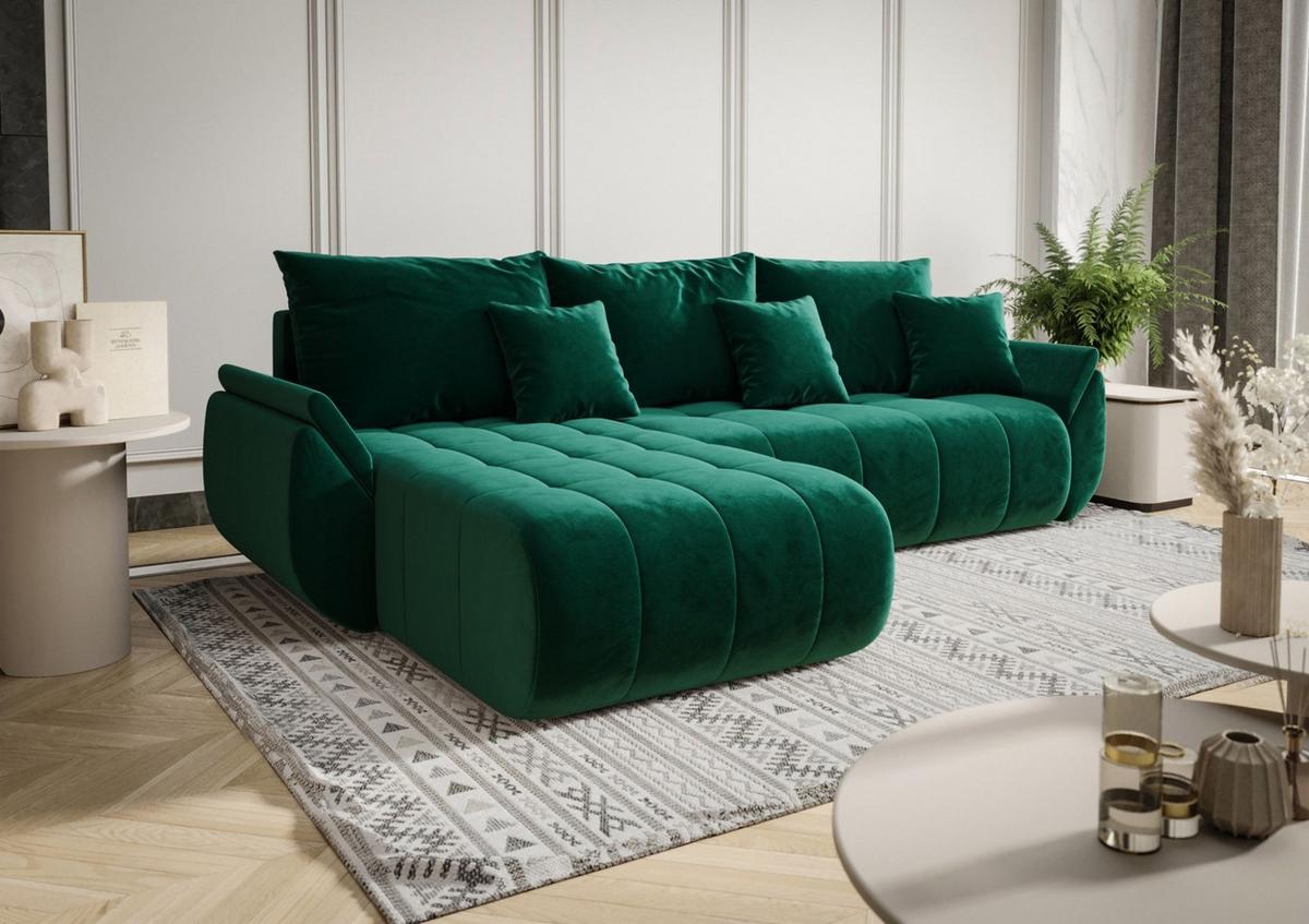 ECKSOFA Akita - Grün, Holzwerkstoff/Textil (280/185cm) - Fun Möbel