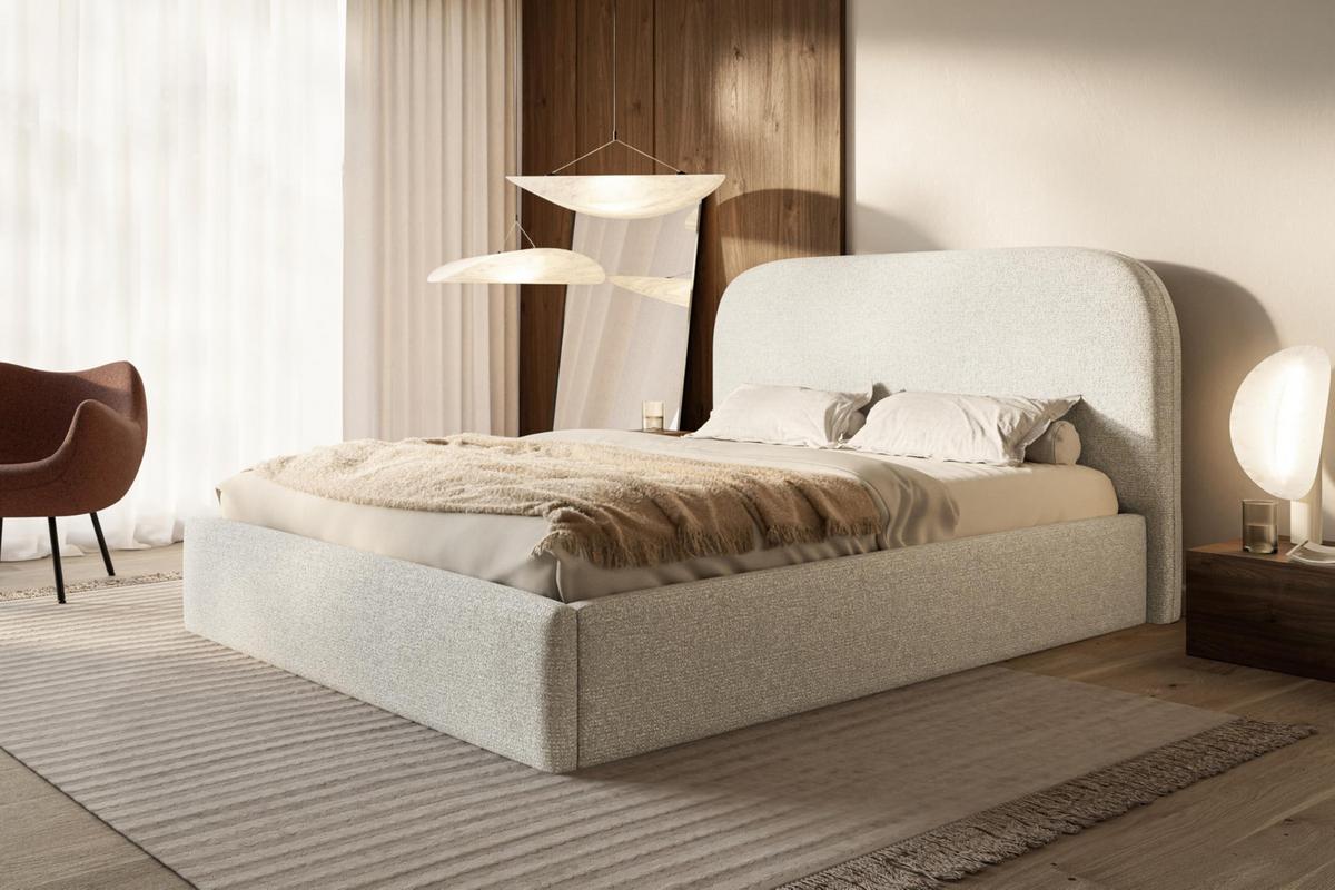 BETT 160x200 - Polsterbett mit Bettkasten und Holzrahmen - Modern Betten - Eleganter Puente-Stoff - Kollektion Verona - Beige - Beige, Holz/Textil (160/200cm) - Alpi-Möbel