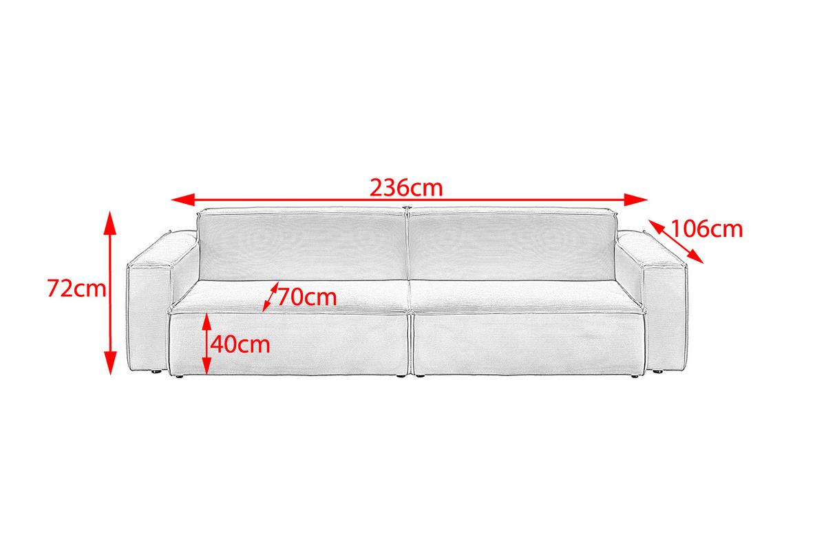 SOFA SAMU Grün Cord - Schwarz/Olivgrün, Textil (236/72/106cm) - KAWOLA