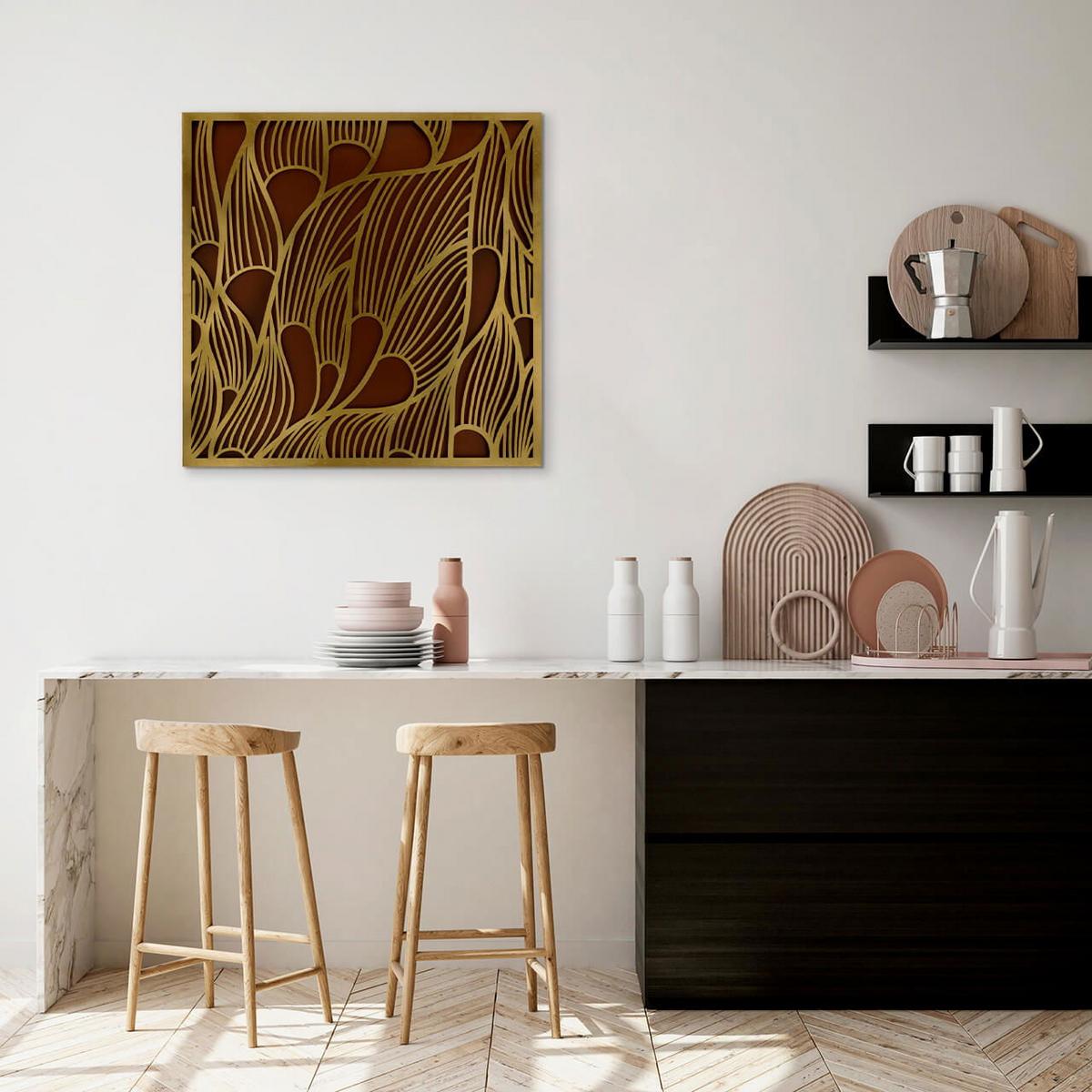 METALLBILD Gold 80/80 cm - Goldfarben/Schwarz, Metall (5.2/80cm) - KUNSTLOFT