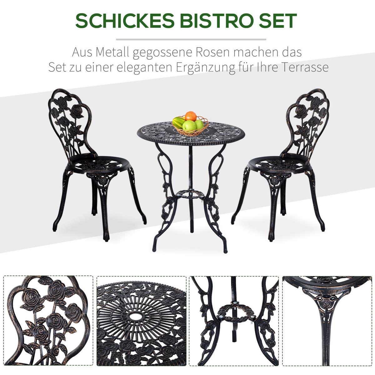 GARTENMÖBEL Set, Alu, Metall, Bronze - Bronzefarben, Metall - Outsunny