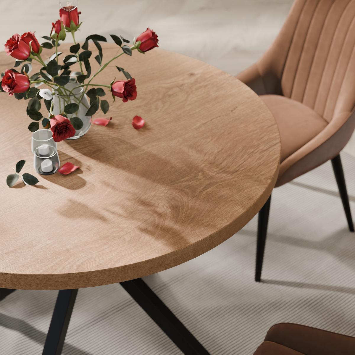 AUSZIEHTISCH MILTON 120-196/76 cm mit Metallgestell, Schwarz / Lefkas-Eiche - Schwarz/Eiche San Remo, Holzwerkstoff/Metall (120/120/76cm) - Idohome