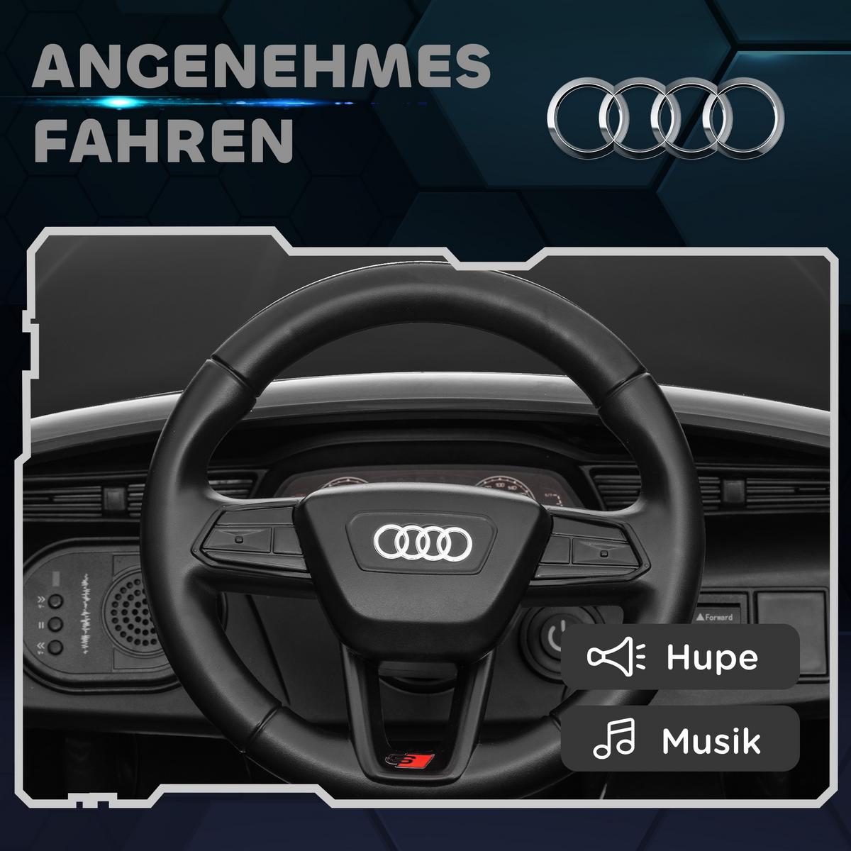 KINDER-ELEKTROAUTO mit Fernbedienung, MP3, Musik & Hupe - Schwarz, Kunststoff (98/49.5/43cm) - AIYAPLAY