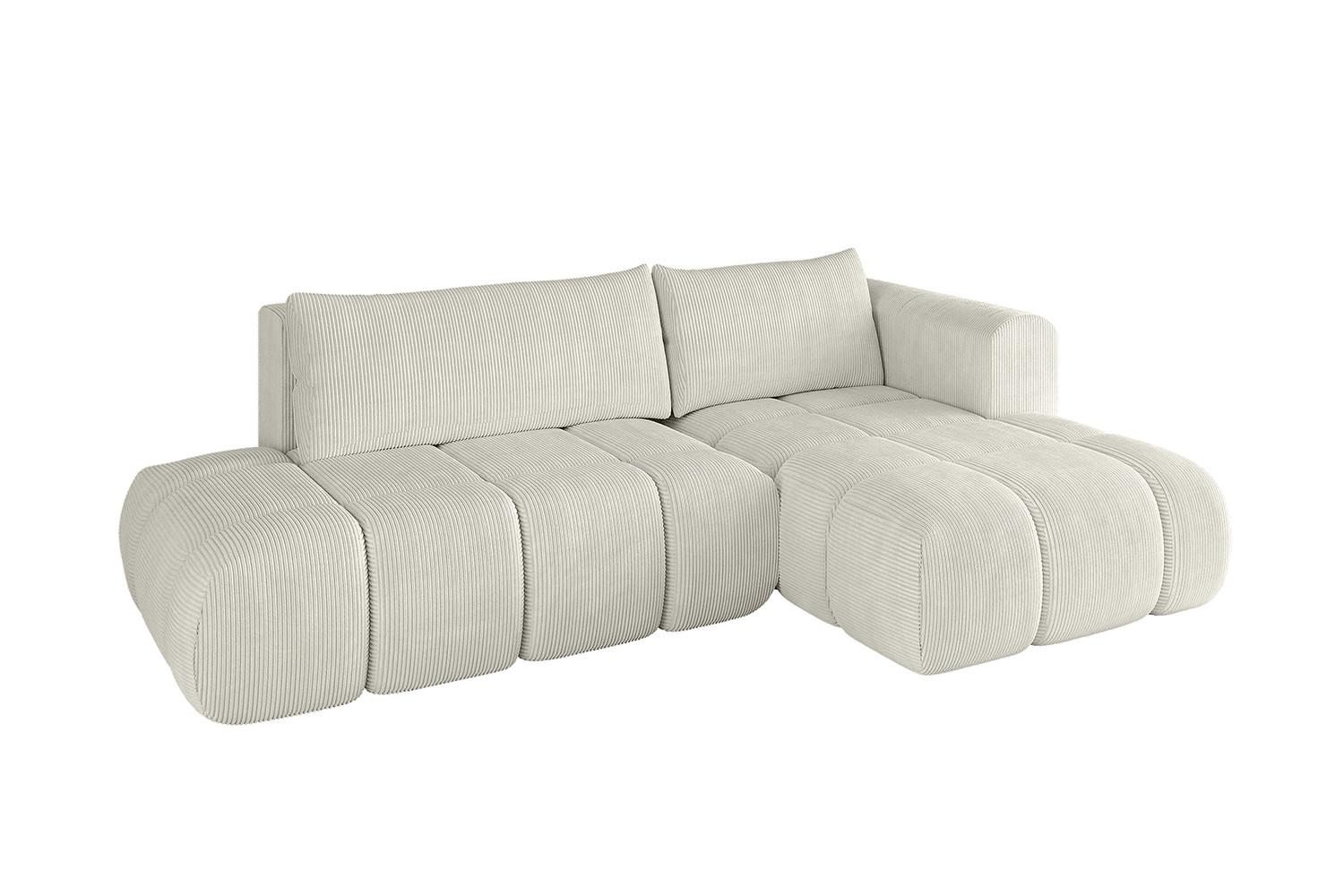 ECKSOFA Ottomane Rechts CLOUD-L 280x185x90 Creme Cord - Hellgrau/Creme, Holzwerkstoff/Kunststoff (185/280cm) - ALTDECOR