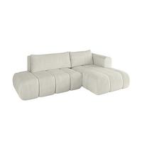 ECKSOFA Ottomane Rechts CLOUD-L 280x185x90 Creme Cord - Hellgrau/Creme, Holzwerkstoff/Kunststoff (185/280cm) - ALTDECOR