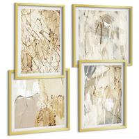 BILDER SET 4er Set - 50x50 cm & 40x60 cm Goldrahmen - Beige abstrakte Formen Linien - Goldfarben, Kunststoff (50/50cm) - TULUP