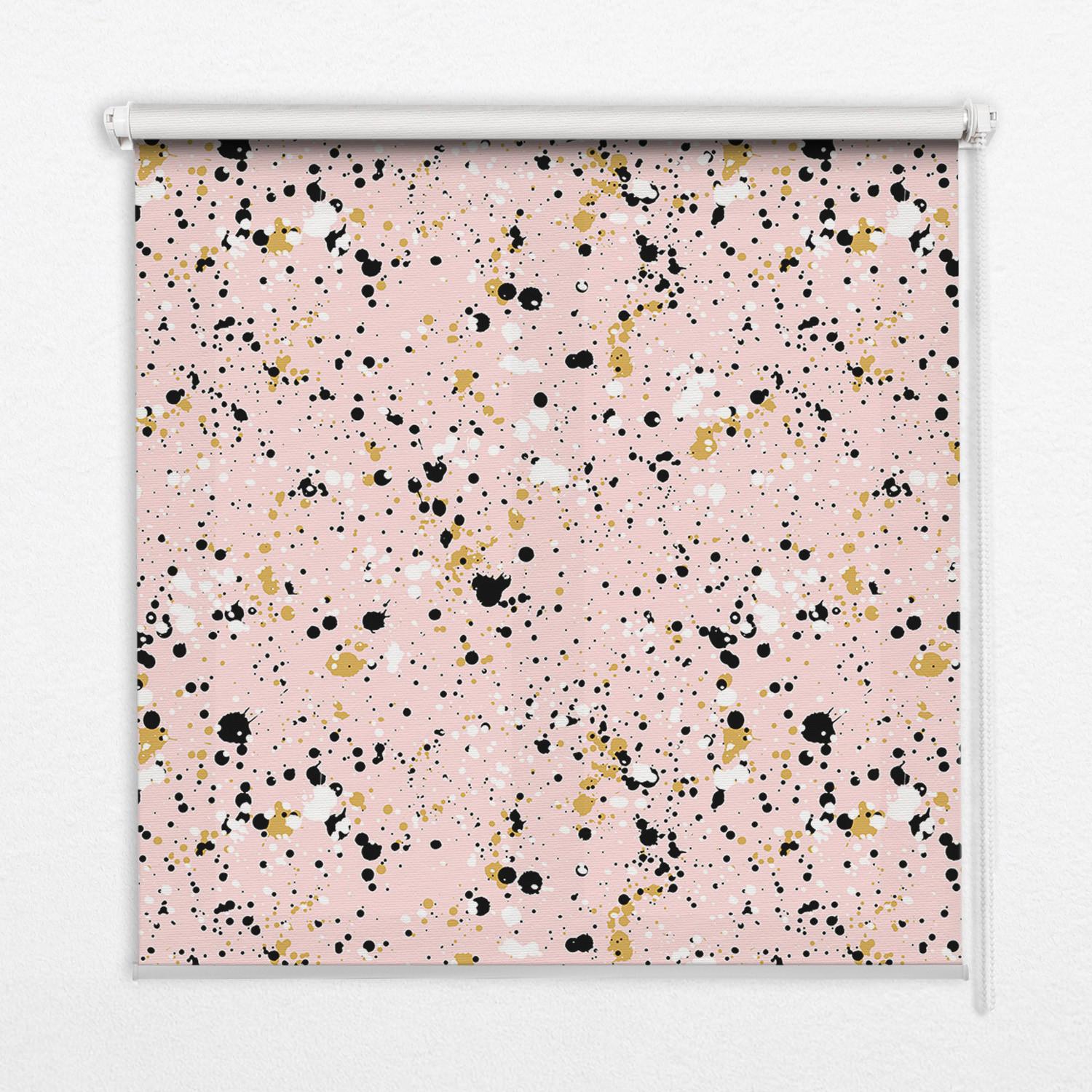 INNENROLLO - Fensterrollo - Rollo - 60x40 cm - Farbflecken auf rosa Hintergrund - Schwarz, Kunststoff (60/140/0.5cm) - TULUP