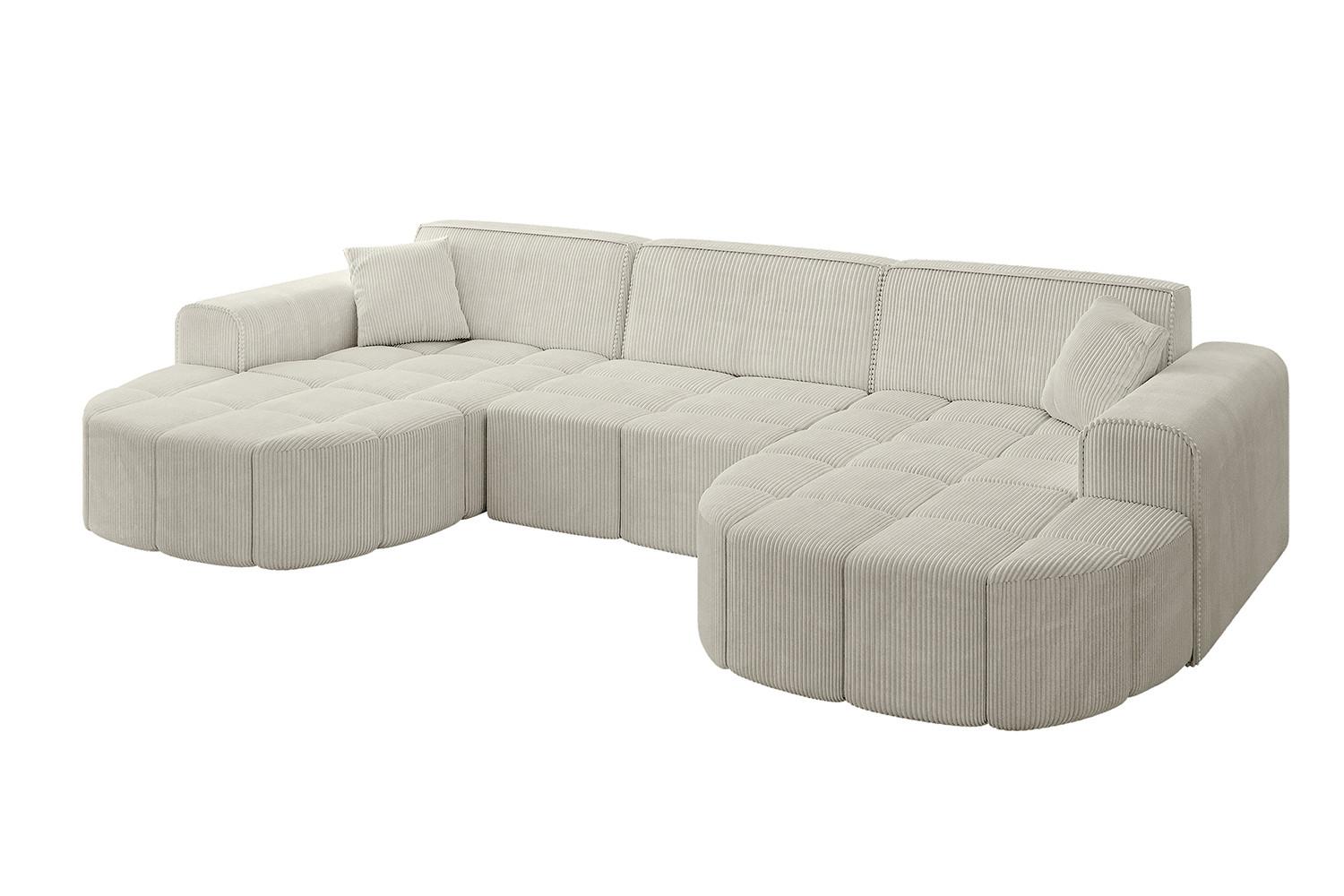 WOHNLANDSCHAFT LIVO-U1 - 315x173x79,5 cm Creme - Hellgrau/Creme, Holzwerkstoff/Textil (315/79/173cm) - ALTDECOR