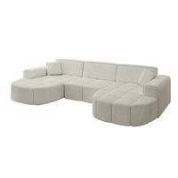 WOHNLANDSCHAFT LIVO-U1 - 315x173x79,5 cm Creme - Hellgrau/Creme, Holzwerkstoff/Textil (315/79/173cm) - ALTDECOR
