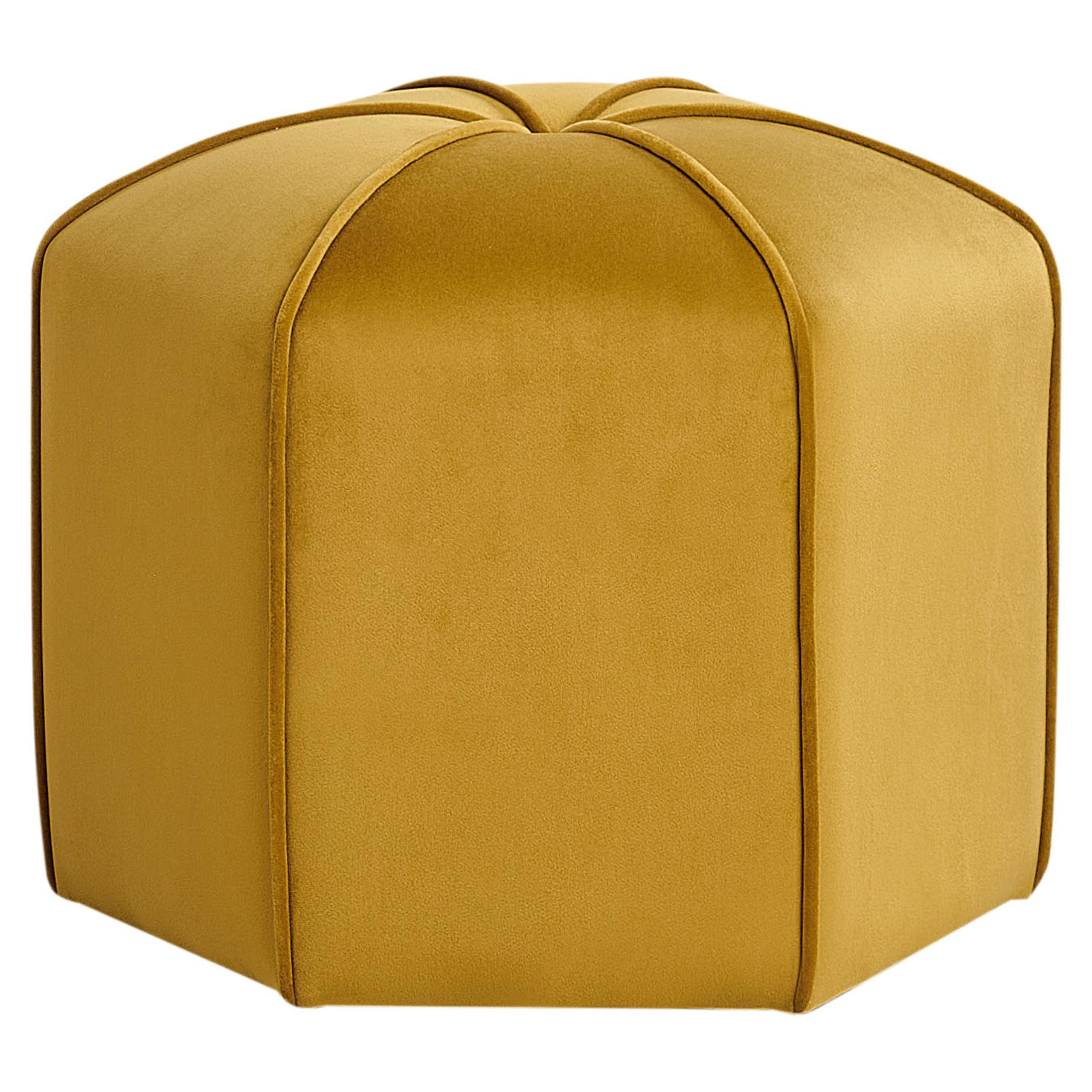 POUF Samtstoff Gelb Wishek - Gelb, Textil (45/40/45cm) - Beliani