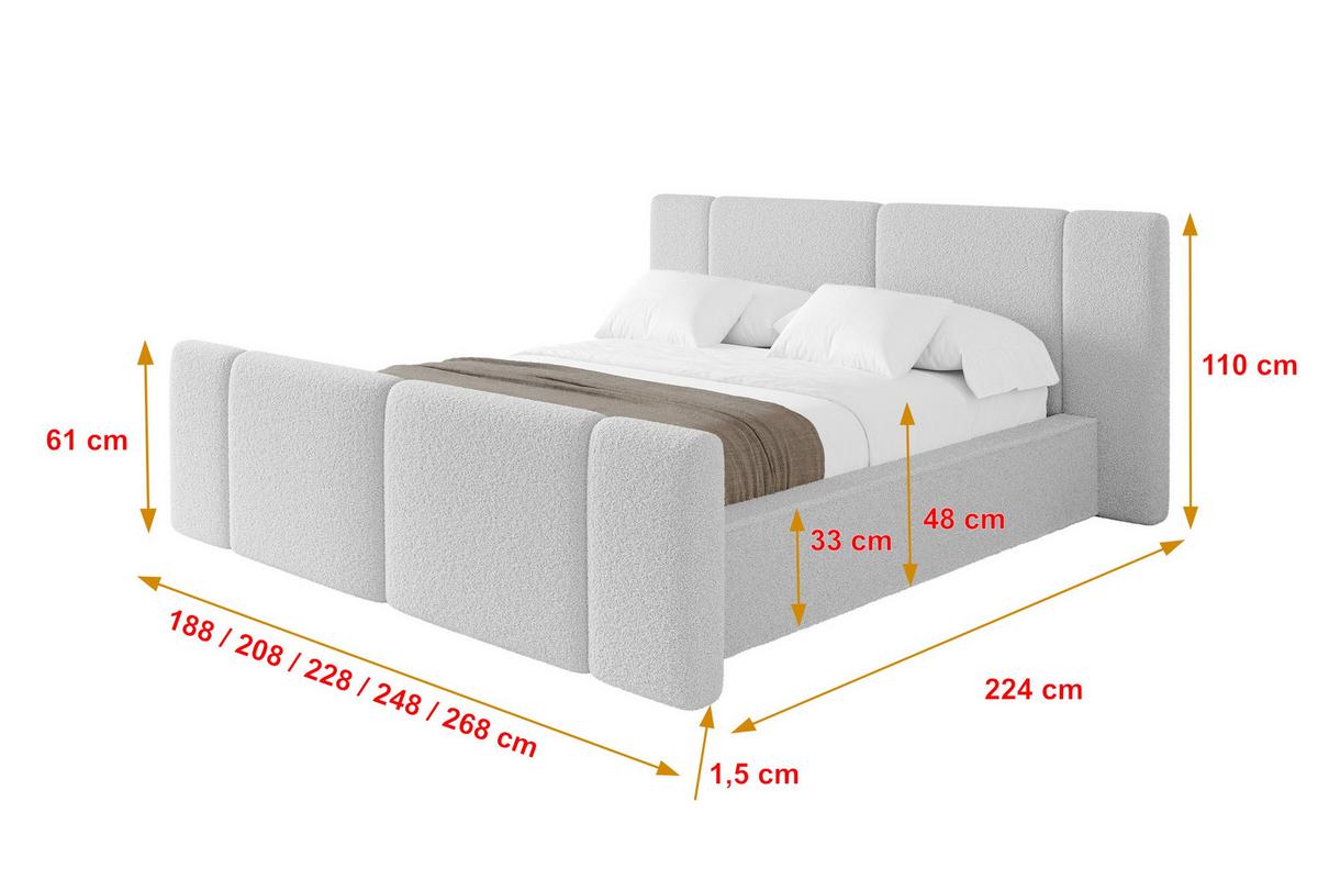 POLSTERBETT mit Bettkasten, Fußteil und Lattenrost, Bett mit Matratze H3/H4 - RIVO-Z 180x200 Hellgrau - Taupe, Holzwerkstoff/Textil (180/200cm) - ALTDECOR