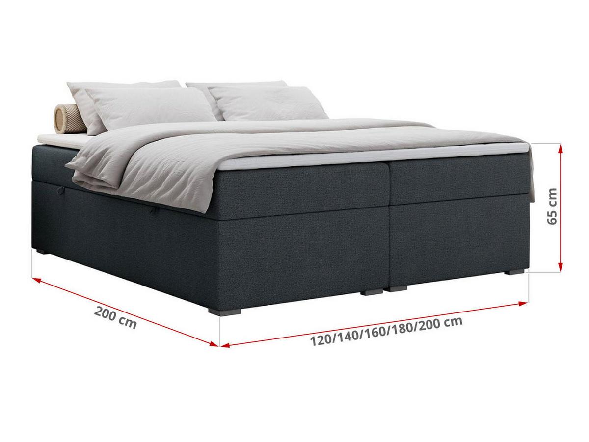 BOXBETT BESS 140/200 Dunkelgrau Struktur - H4 - Dunkelgrau, Holz/Textil (140/200cm) - MKS