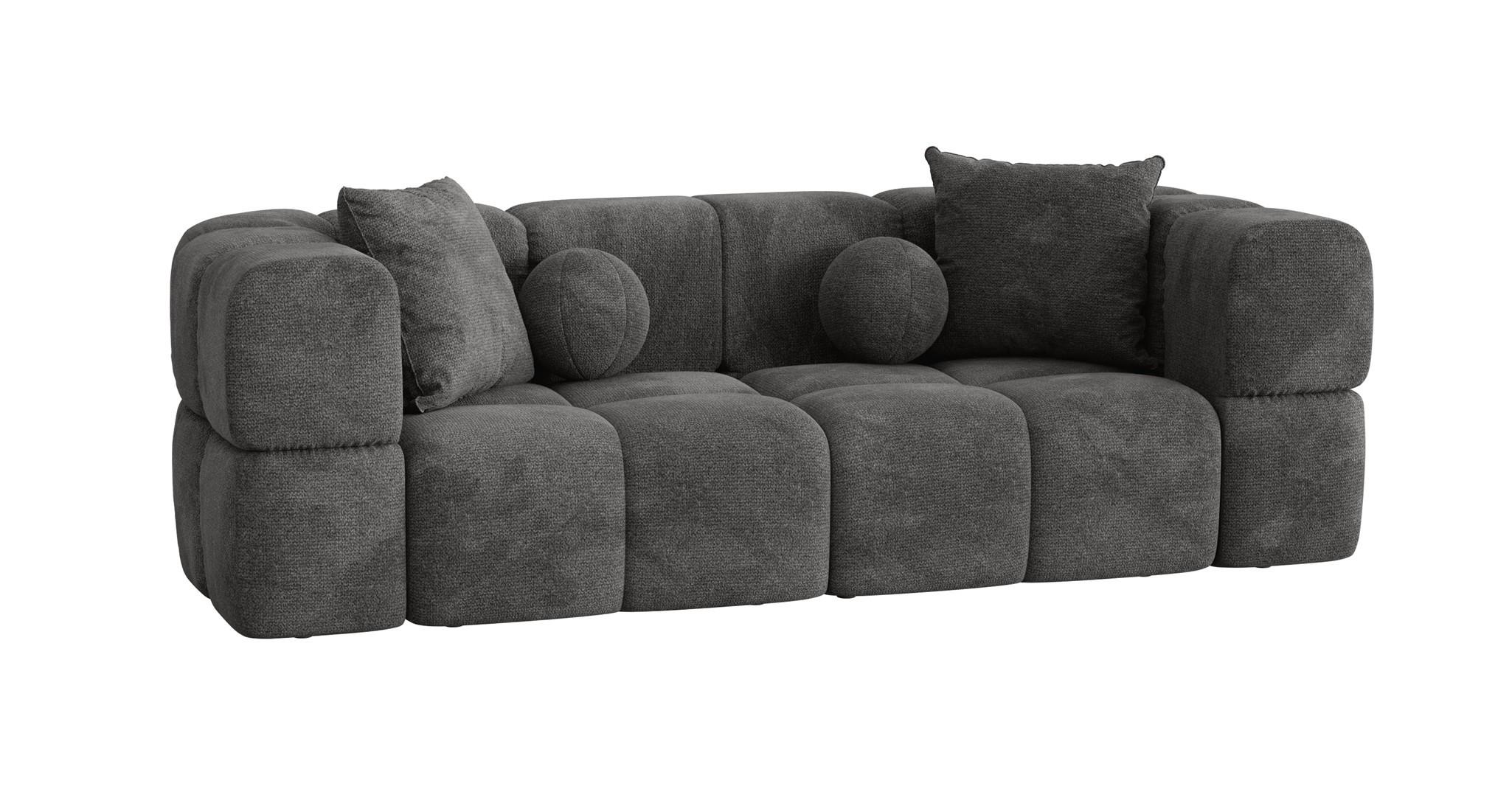 SOFA 3-sitzer Vega - Dunkelgrau, Holzwerkstoff/Textil (250/77/103cm) - Fun Möbel